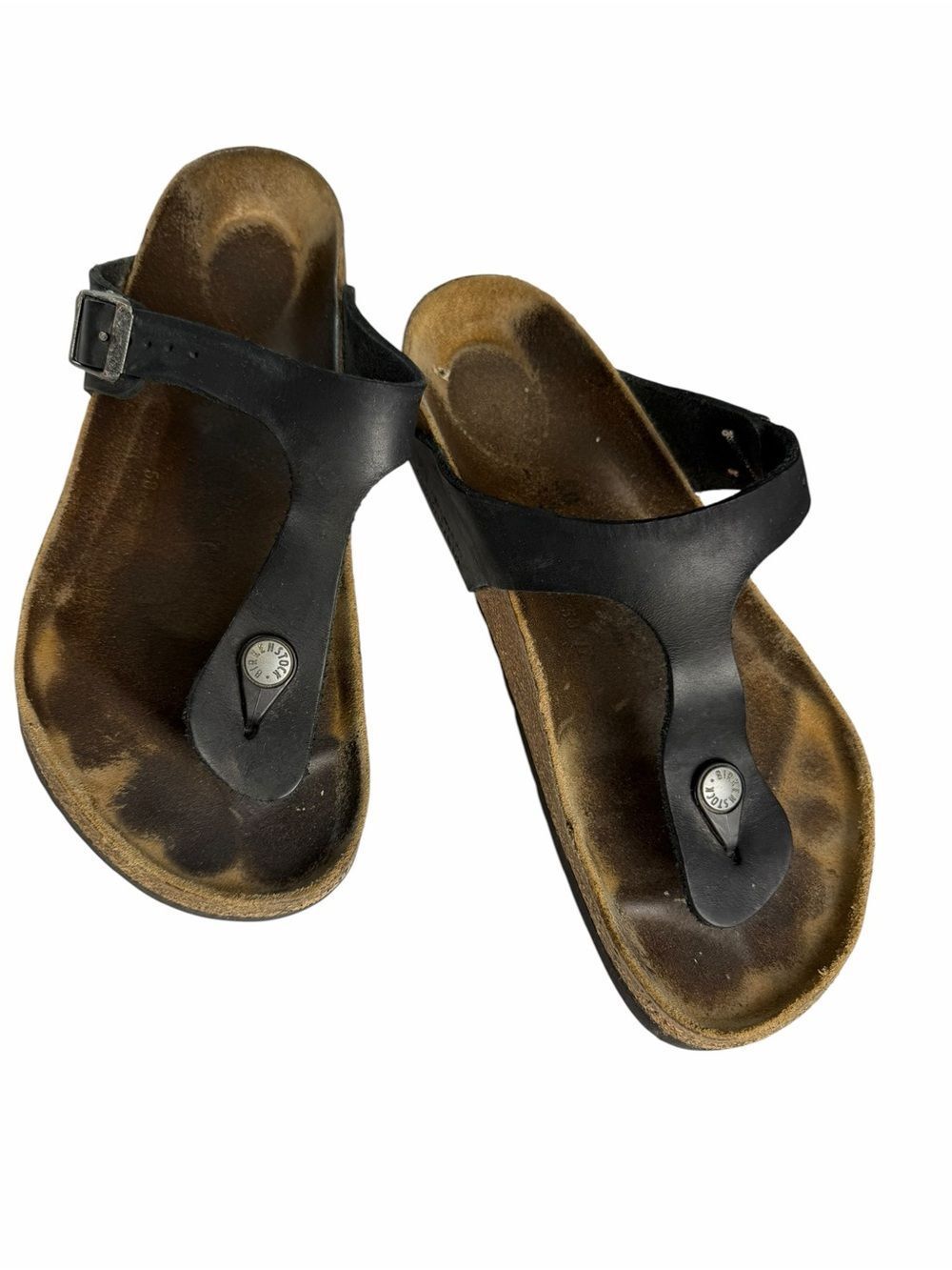 Birkenstock Gizeh thong sandals black leather size 9 / 40
